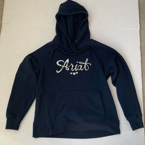 EUC ARIAT REAL navy hoodie with sequins, size is M medium